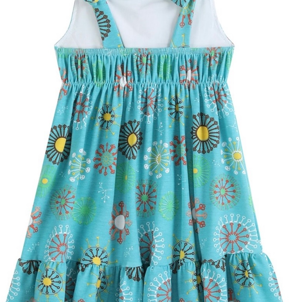 Turquoise Floral Ruffle Dress (Summertime) - Picture 2 of 5